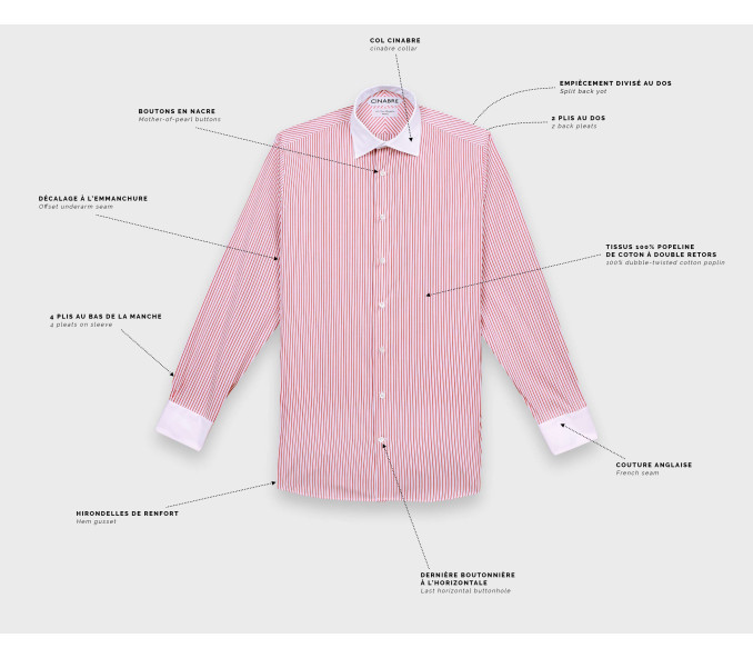 Cinabre Chemise Col Contrasté Rouge N°1