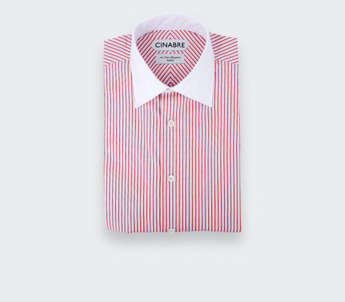 cinabre Chemise Col Contrasté Rouge N°1