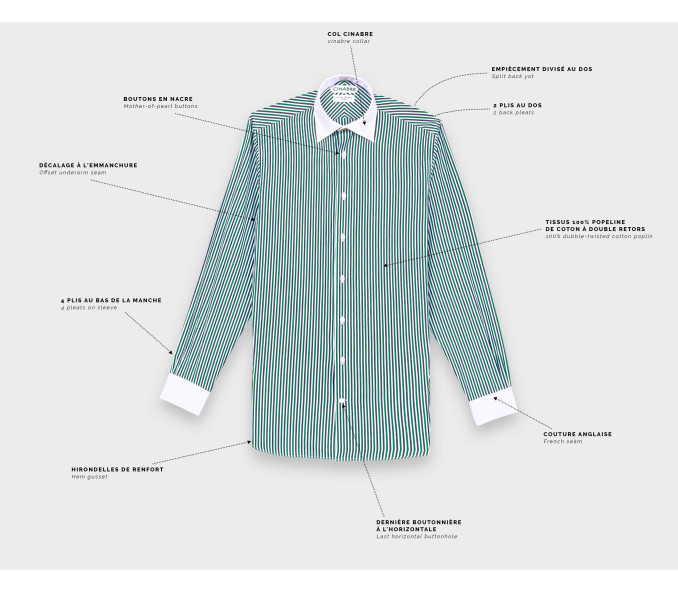 Cinabre Chemise Col Contrasté Verte N°1