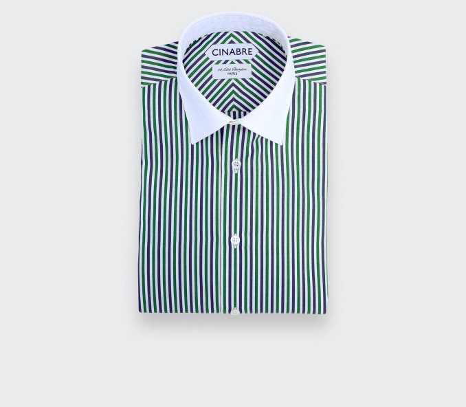 cinabre Chemise Col Contrasté Verte N°1