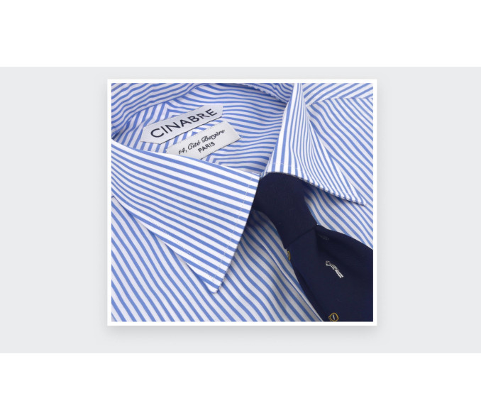 Cinabre Chemise En Popeline Bleu Blanc N°1