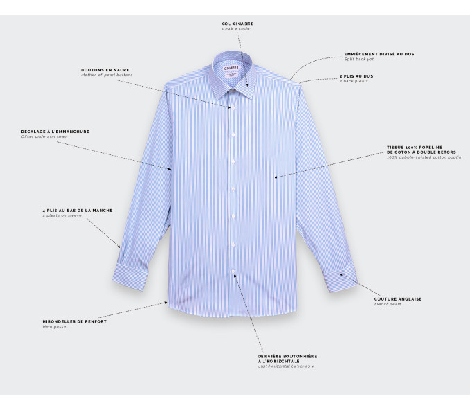 Cinabre Chemise En Popeline Bleu Blanc N°1