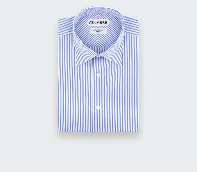 cinabre Chemise en Popeline Bleu Blanc N°1