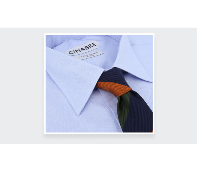 Cinabre Chemise En Popeline Unie Bleue N°1