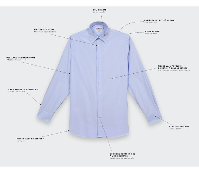 Cinabre Chemise En Popeline Unie Bleue N°1