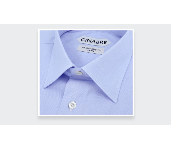 Cinabre Chemise En Popeline Unie Bleue N°1