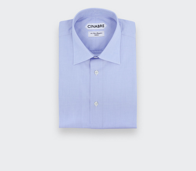 cinabre Chemise en Popeline Unie Bleue N°1