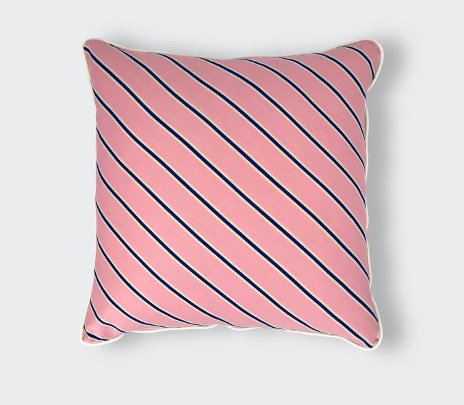 cinabre Coussin Rayures Roses