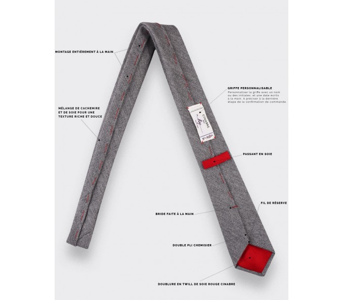 Cinabre Cravate Cachemire Cinabre Gris