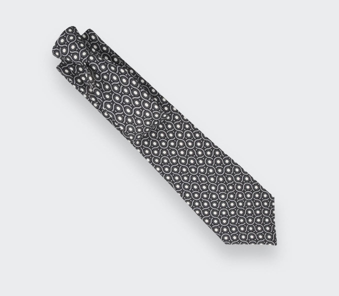 cinabre Cravate Cannage Gris Fer