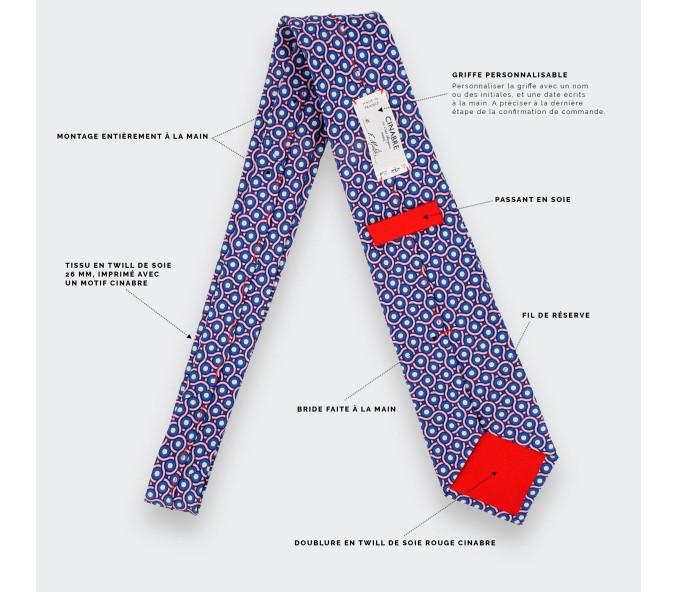 Cinabre Cravate Cannage Rose Dragée