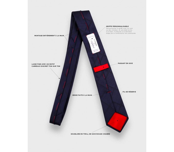 Cinabre Cravate Carreaux Camaïeu Marine