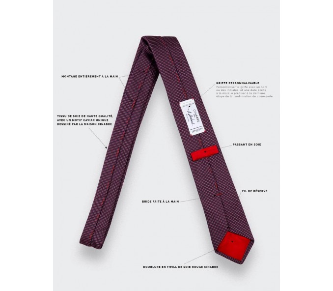 Cinabre Cravate Caviar Soie Bordeaux