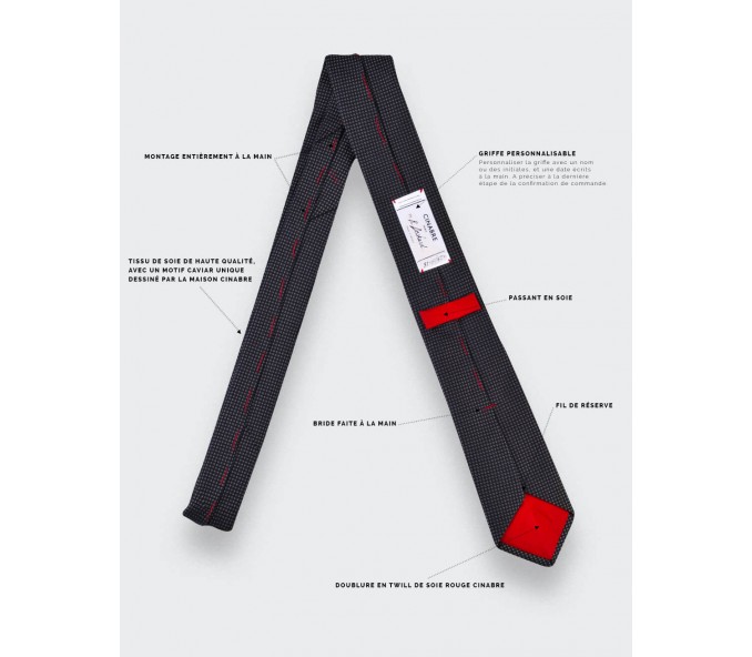 Cinabre Cravate Caviar Soie Gris