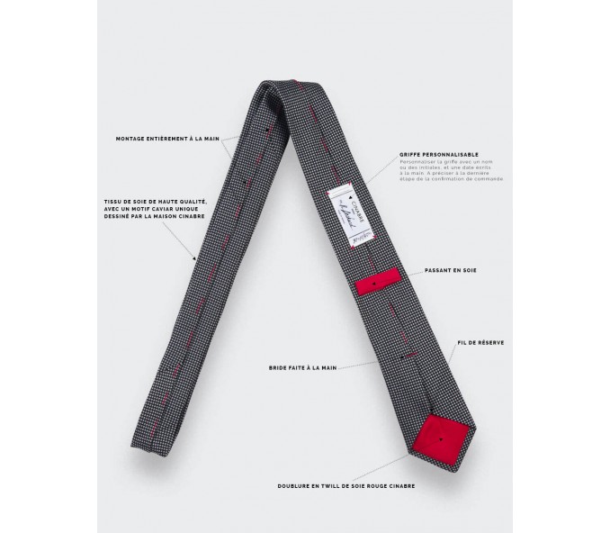 Cinabre Cravate Caviar Soie Noir Et Blanc