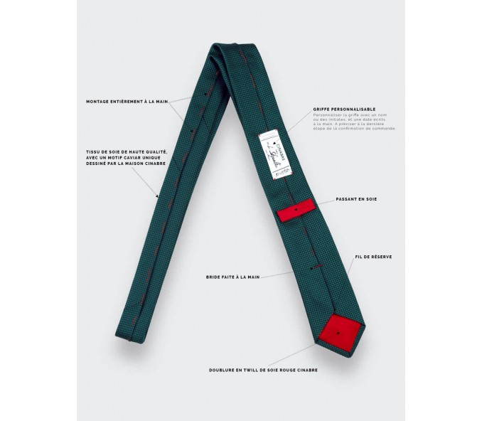 Cinabre Cravate Caviar Soie Vert Émeraude