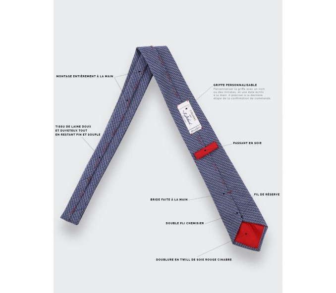 Cinabre Cravate Chevron Bicolore Bleu