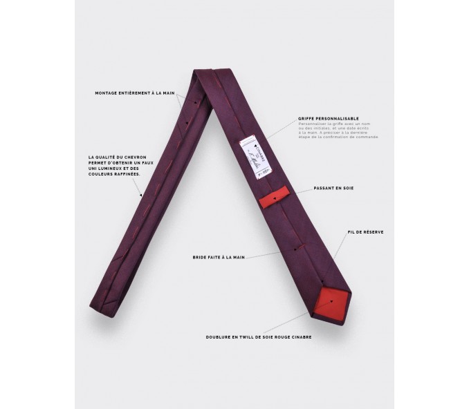 Cinabre Cravate Chevron Bordeaux