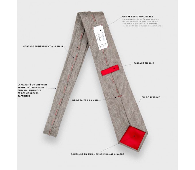 Cinabre Cravate Chevron Marron Clair