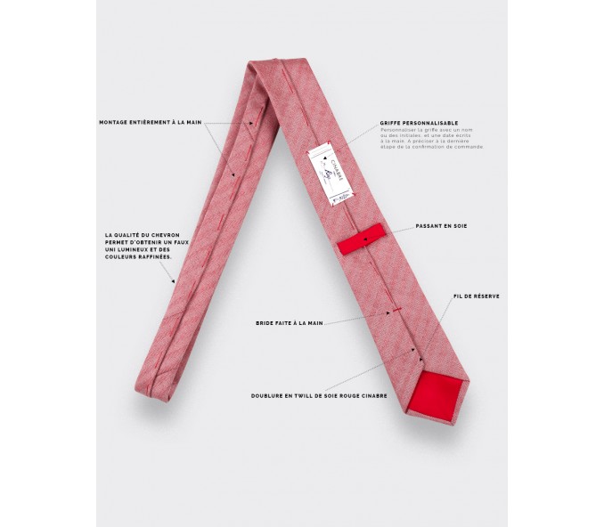 Cinabre Cravate Chevron Rouge