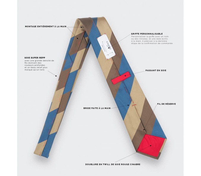 Cinabre Cravate Club Beige Marron Bleu