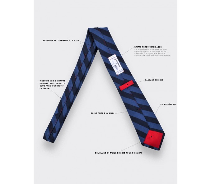 Cinabre Cravate Club Chevron Bleu