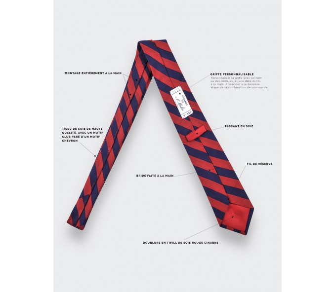 Cinabre Cravate Club Chevron Rouge