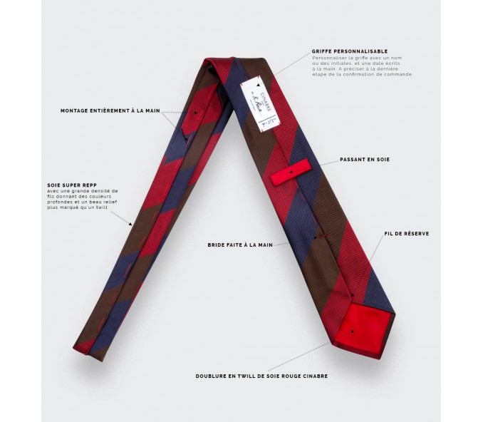 Cinabre Cravate Club Chocolat Rouge Marine