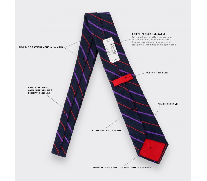 Cinabre Cravate Club Marine Et Violet