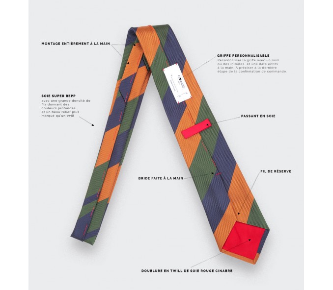 Cinabre Cravate Club Marine Orange Vert