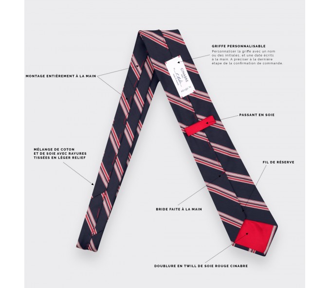 Cinabre Cravate Club Marine Rouge