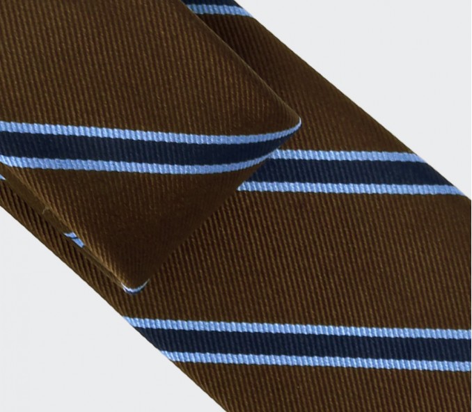 Cinabre Cravate Club Marron Et Bleu Ciel