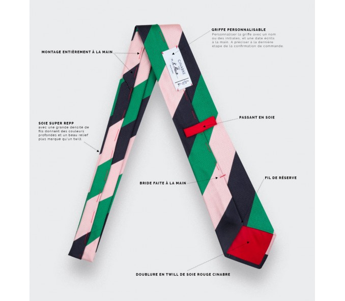 Cinabre Cravate Club Vert Rose Marine