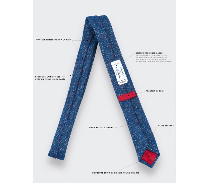 Cinabre Cravate Dorée 1001 Nuits Bleu