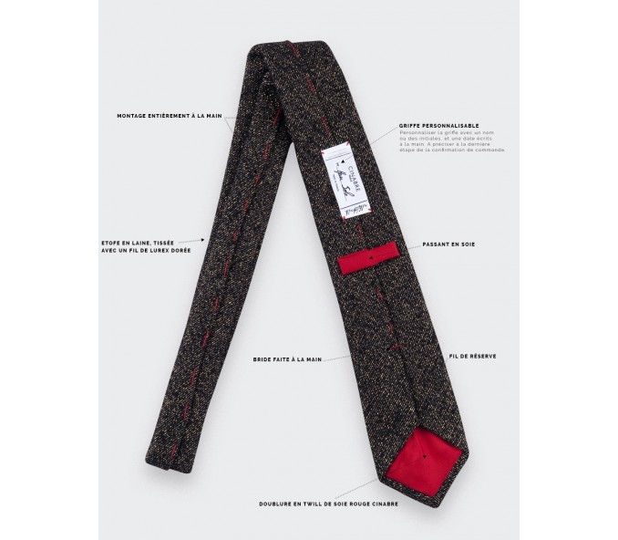 Cinabre Cravate Dorée 1001 Nuits Noir