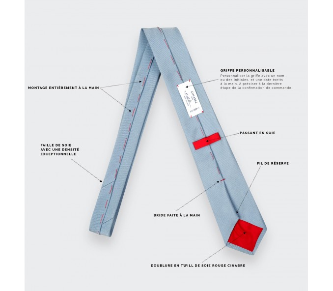 Cinabre Cravate Faille Bleu Ciel