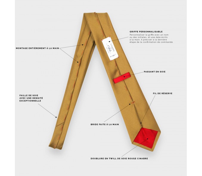 Cinabre Cravate Faille Jaune Moutarde