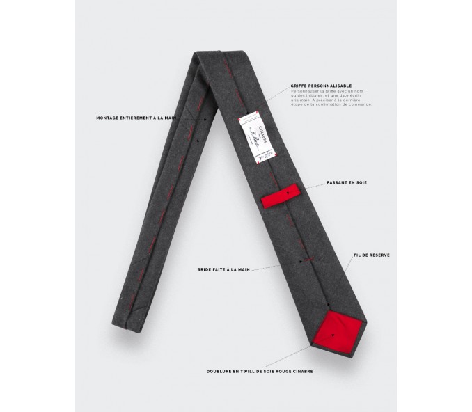 Cinabre Cravate Flanelle Anthracite