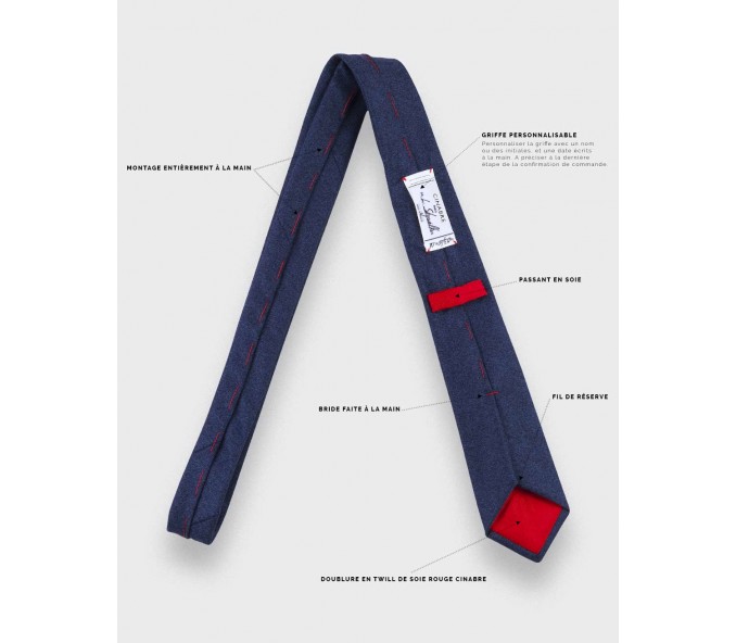 Cinabre Cravate Flanelle Bleu Marine