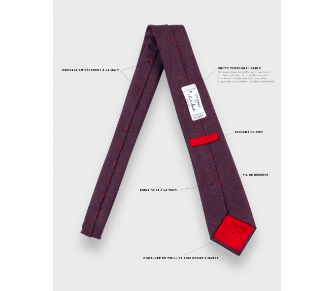 Cinabre Cravate Flanelle Bordeaux