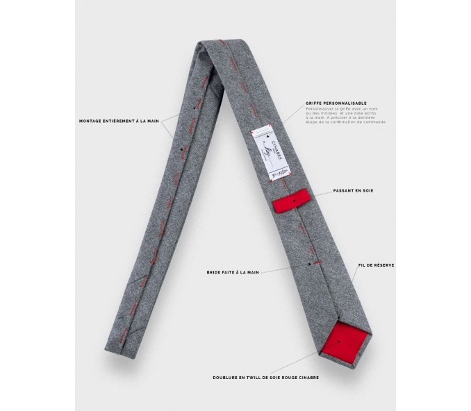 Cinabre Cravate Flanelle Gris