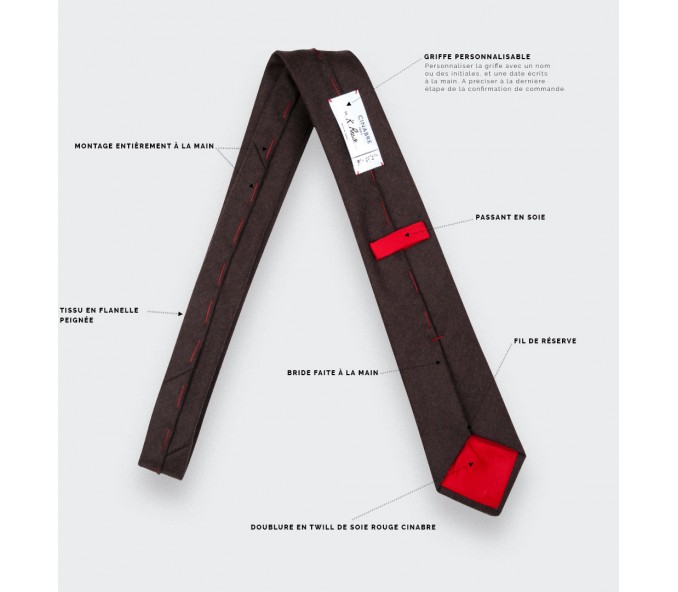 Cinabre Cravate Flanelle Marron Foncé