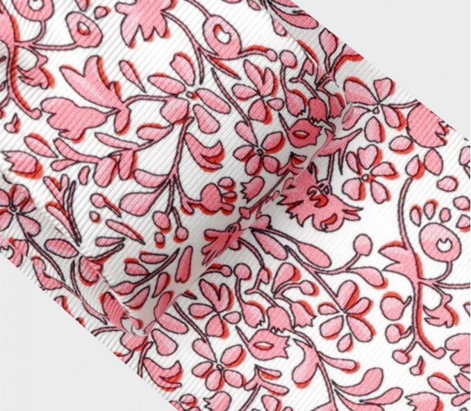 Cinabre Cravate Fleuri Cinabre Blanc Rose