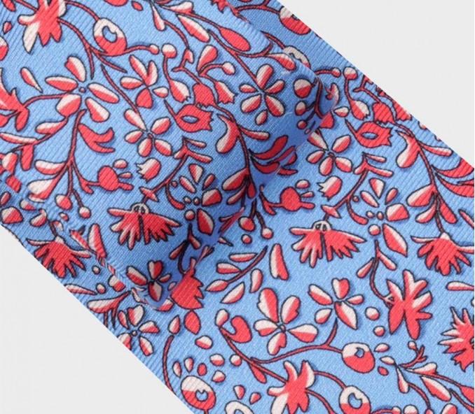 Cinabre Cravate Fleuri Cinabre Bleu Ciel