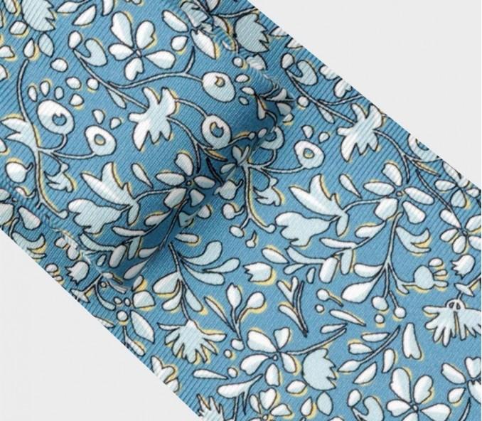 Cinabre Cravate Fleuri Cinabre Bleu Gris