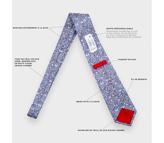 Cinabre Cravate Fleuri Cinabre Bleu Lavande
