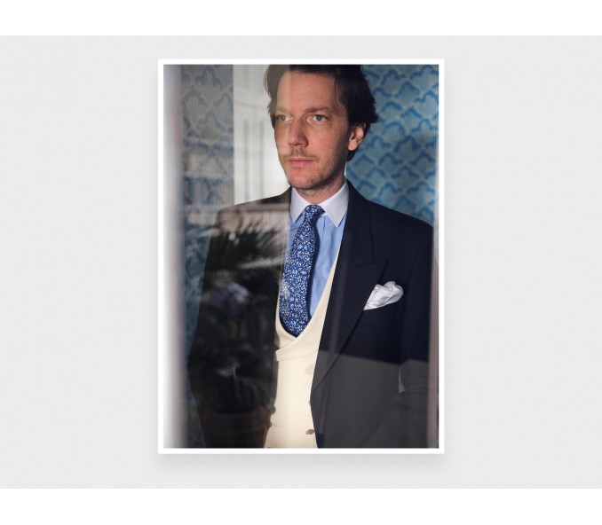 Cinabre Cravate Fleuri Cinabre Bleu Marine