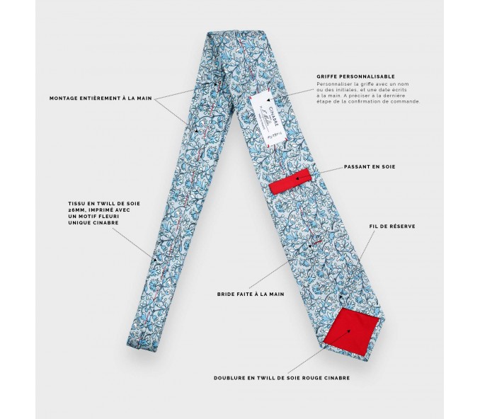 Cinabre Cravate Fleuri Cinabre Bleu Pastel