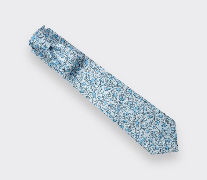 cinabre Cravate Fleuri Cinabre Bleu Pastel