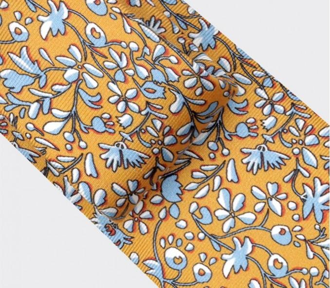 Cinabre Cravate Fleuri Cinabre Moutarde